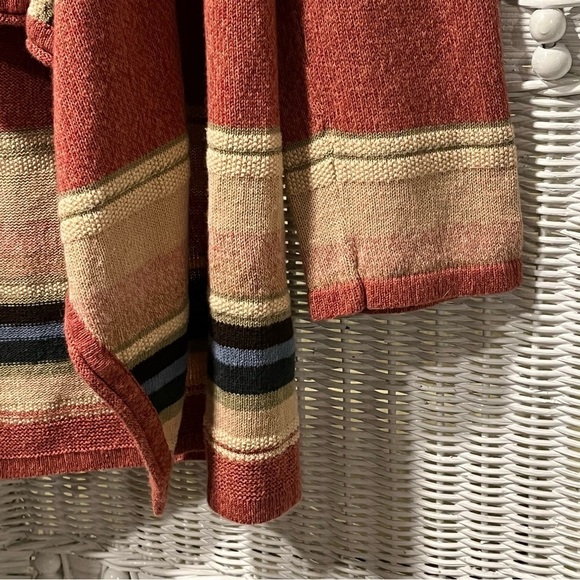 CHAPS Denim Womens Size S Linen Blend Cardigan Southwestern Striped Knit Sweater - Picture 16 of 16